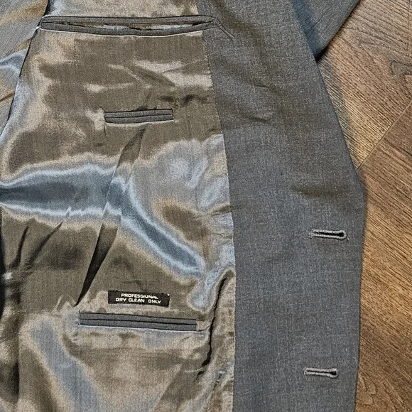VTG Mens Calvert 2pc Suit Jacket 46L/ Pants 41L TEXTURED Gray‎
